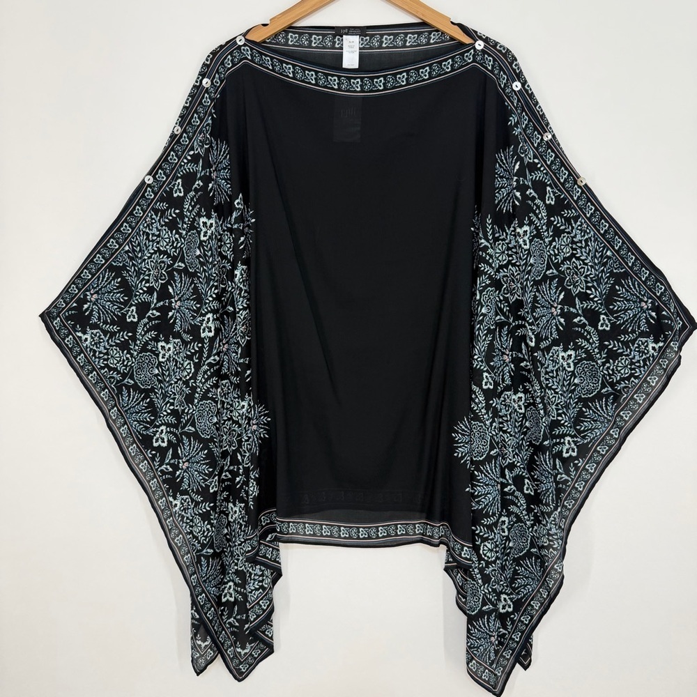 J. Jill Wearever Collection Lightweight Poncho Black Multi Size XL-3X